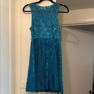 Tracy Reese Teal Lace Mini Dress